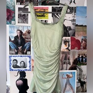 Green Pastel Mini Dresss with Scrunched Back- Size XS